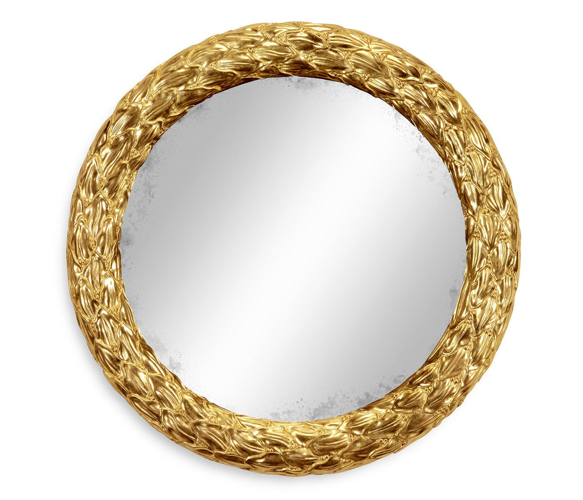 Versailles Collection - Carved and water gilded 24" round hanging wall mirror Mirrors| Jonathan Charles