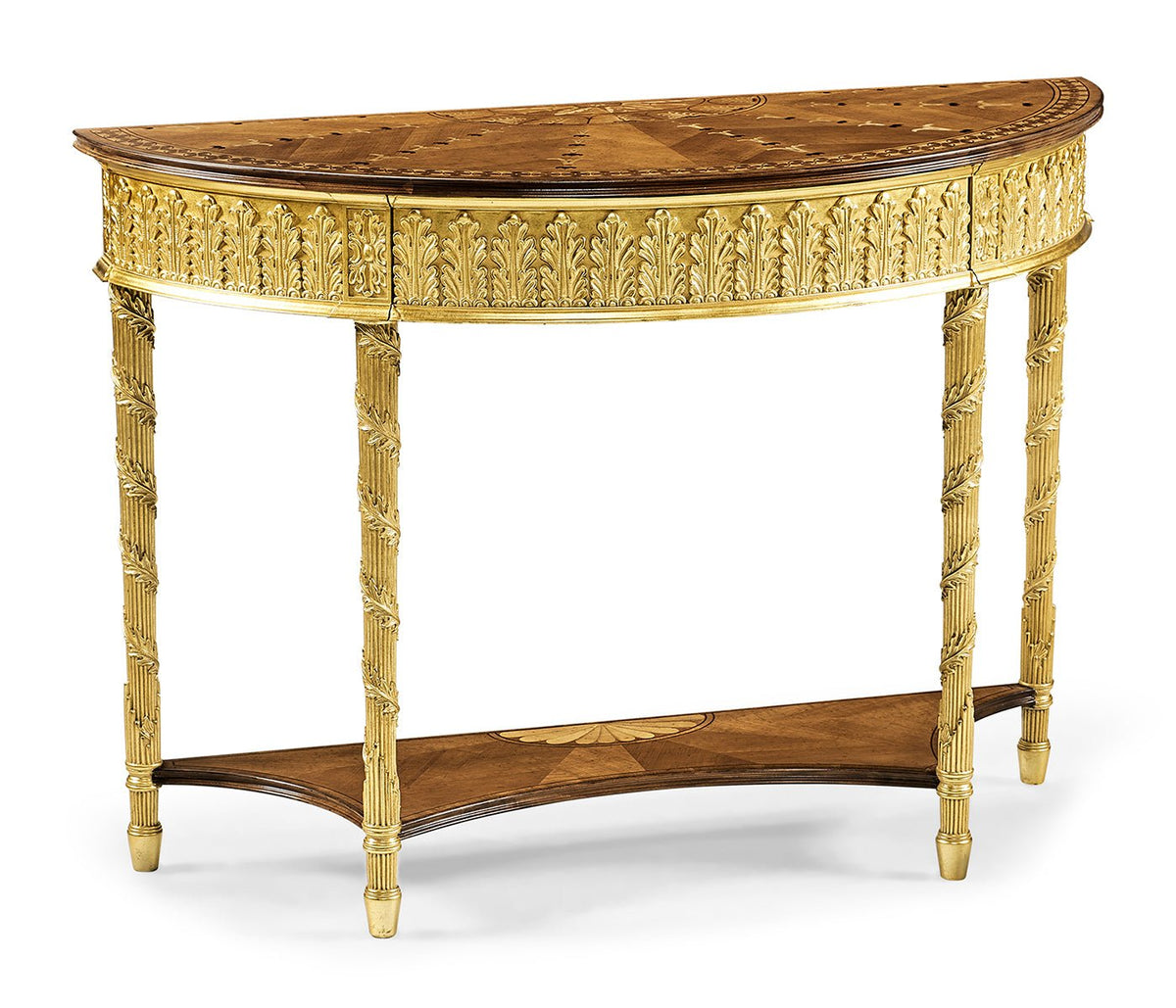 Versailles Collection - Small Gilded Console with Shelf Consoles & Sideboards| Jonathan Charles