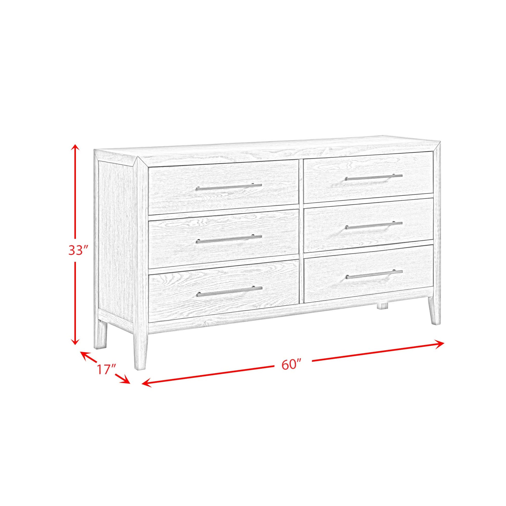Versailles Contemporary 6-Drawer Dresser Dressers| Roots Furniture