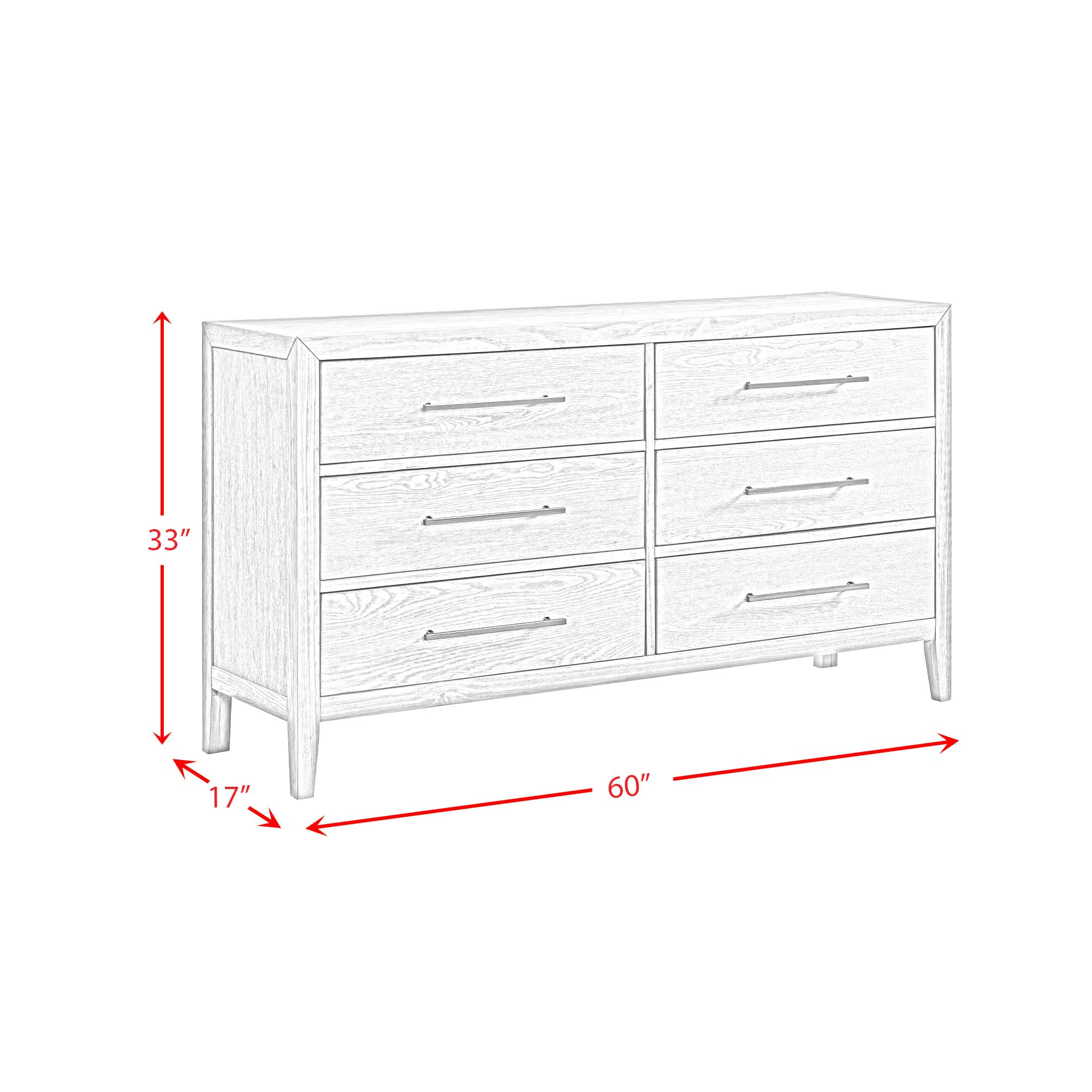 Versailles Contemporary 6-Drawer Dresser Dressers| Roots Furniture