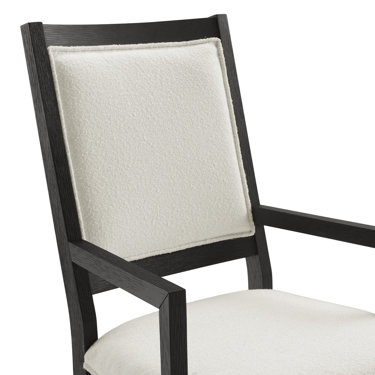 Versailles Contemporary Arm Chair with Boucle White Fabric in Black (2 Per Carton) Dining Chairs| ROOTS FURNITURE