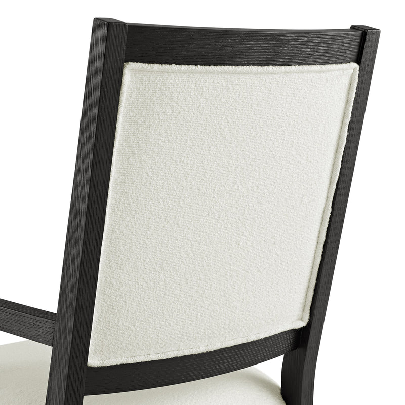 Versailles Contemporary Arm Chair with Boucle White Fabric in Black (2 Per Carton) - Al Rugaib Furniture