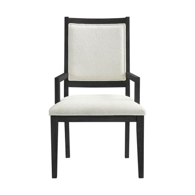 Versailles Contemporary Arm Chair with Boucle White Fabric in Black (2 Per Carton) - Al Rugaib Furniture