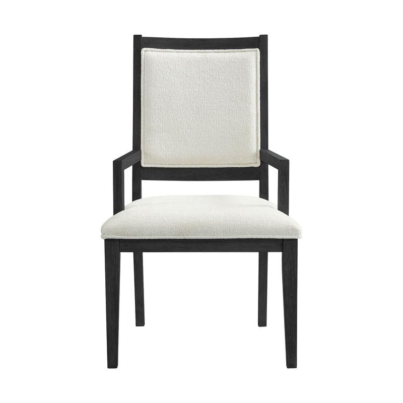 Versailles Contemporary Arm Chair with Boucle White Fabric in Black (2 Per Carton) - Al Rugaib Furniture