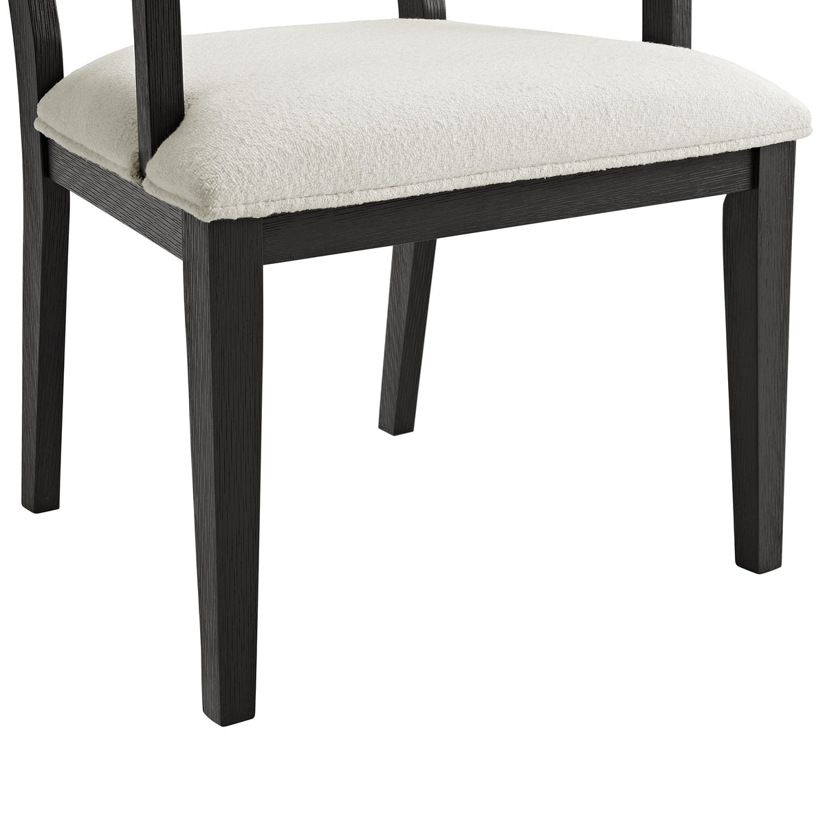 Versailles Contemporary Arm Chair with Boucle White Fabric in Black (2 Per Carton) Dining Chairs| ROOTS FURNITURE