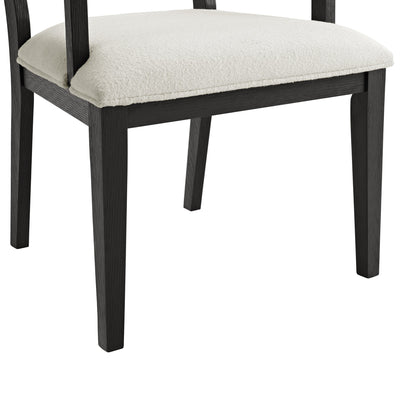 Versailles Contemporary Arm Chair with Boucle White Fabric in Black (2 Per Carton) - Al Rugaib Furniture