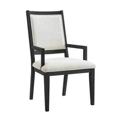 Versailles Contemporary Arm Chair with Boucle White Fabric in Black (2 Per Carton) - Al Rugaib Furniture