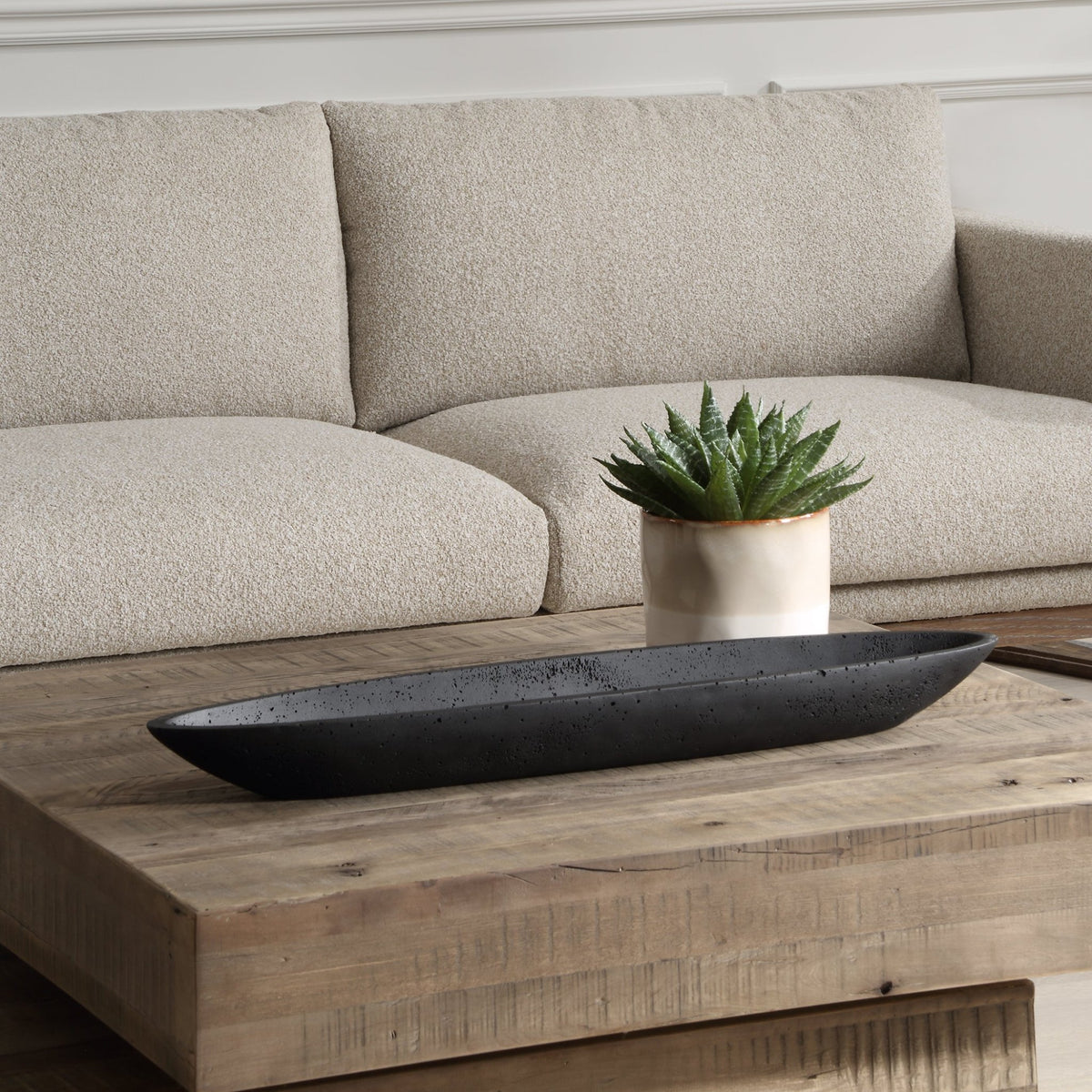 Vessel Cast Black Canoe Bowl Bowl| Uttermost