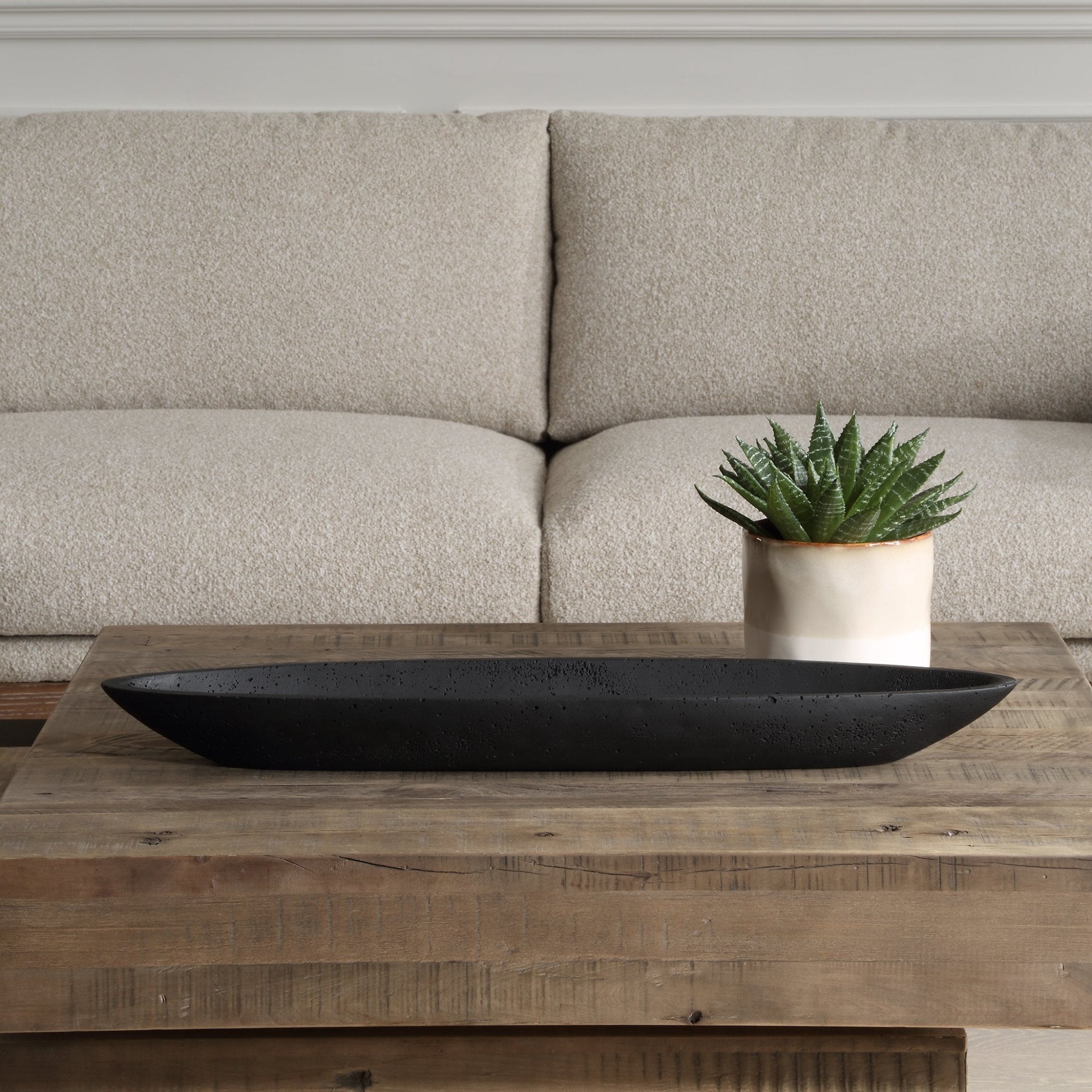 Vessel Cast Black Canoe Bowl Bowl| Uttermost