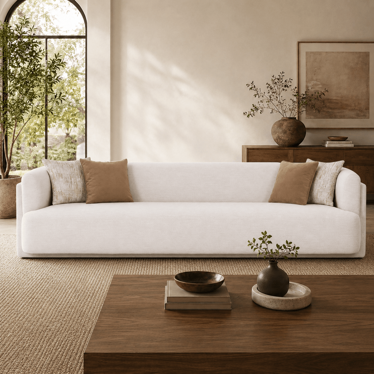 Vienna White 5 Seater Sofa 300 cm Sofas & Loveseats| AlRugaib Furniture