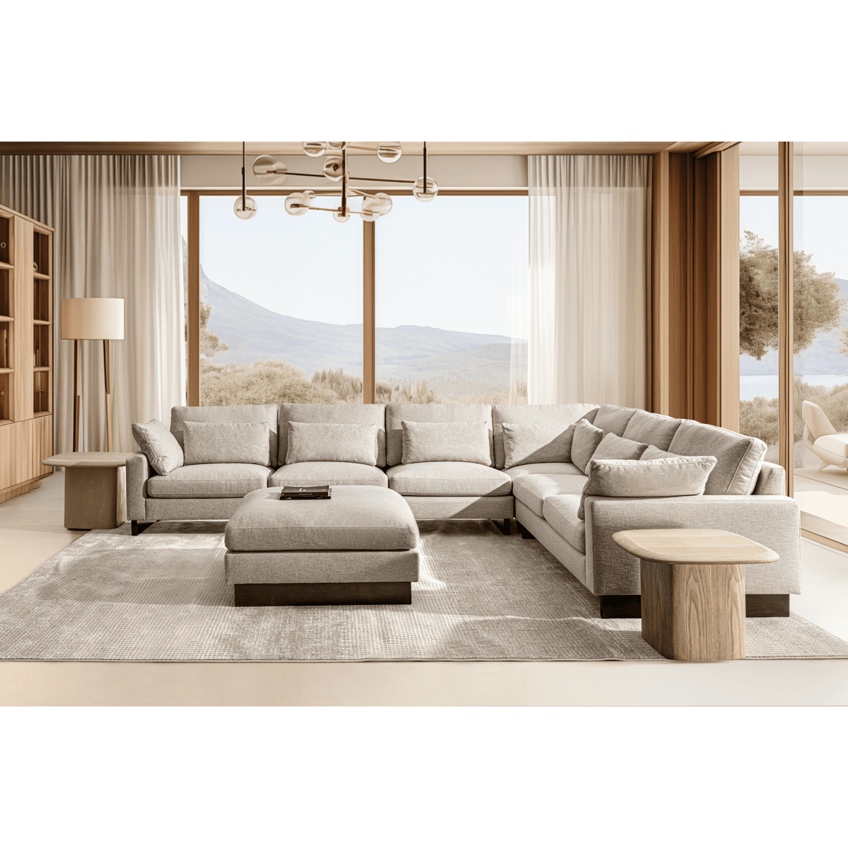 Violin Beige Ottoman Sectionals| Roots Furniture