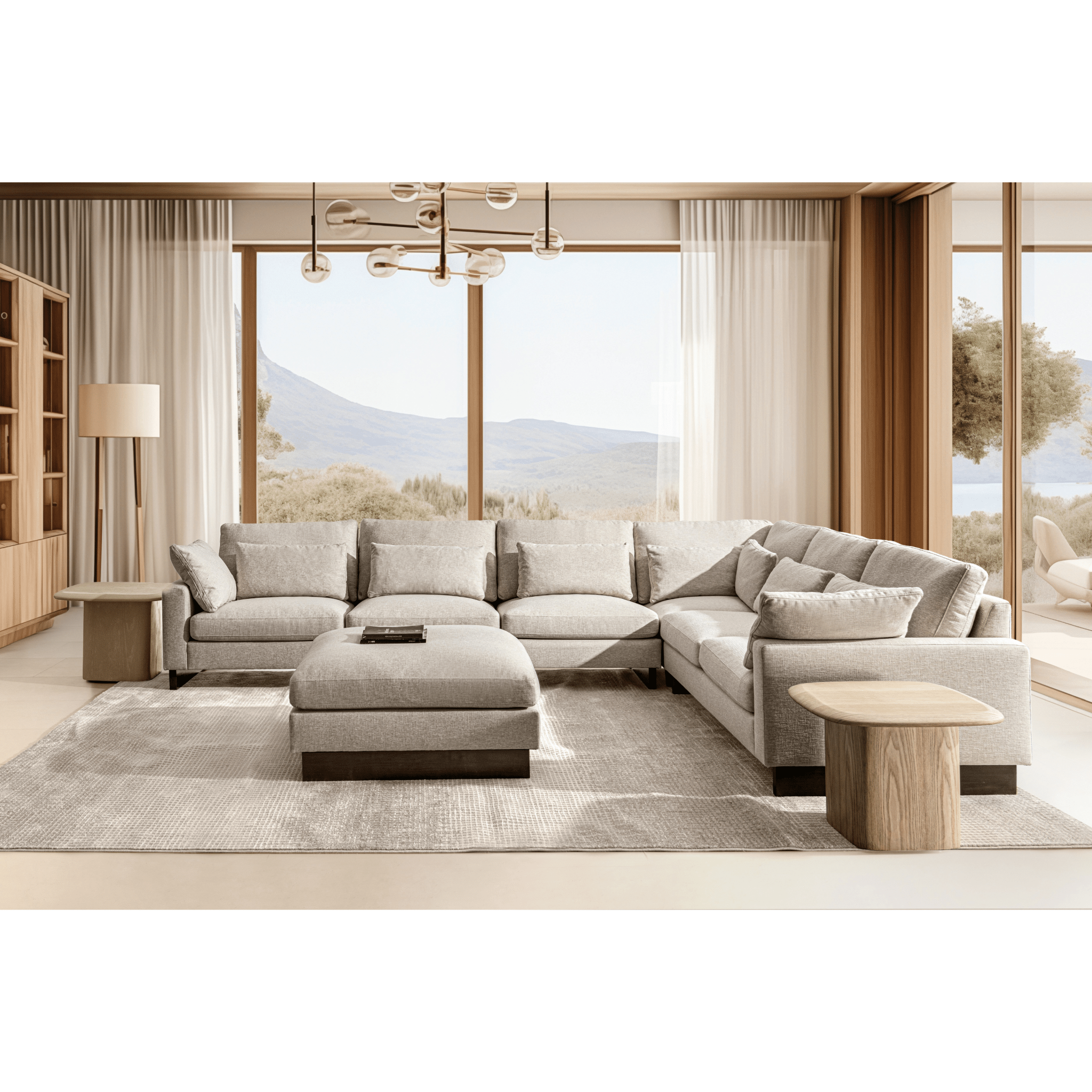 Violin Beige Ottoman Sectionals| Roots Furniture