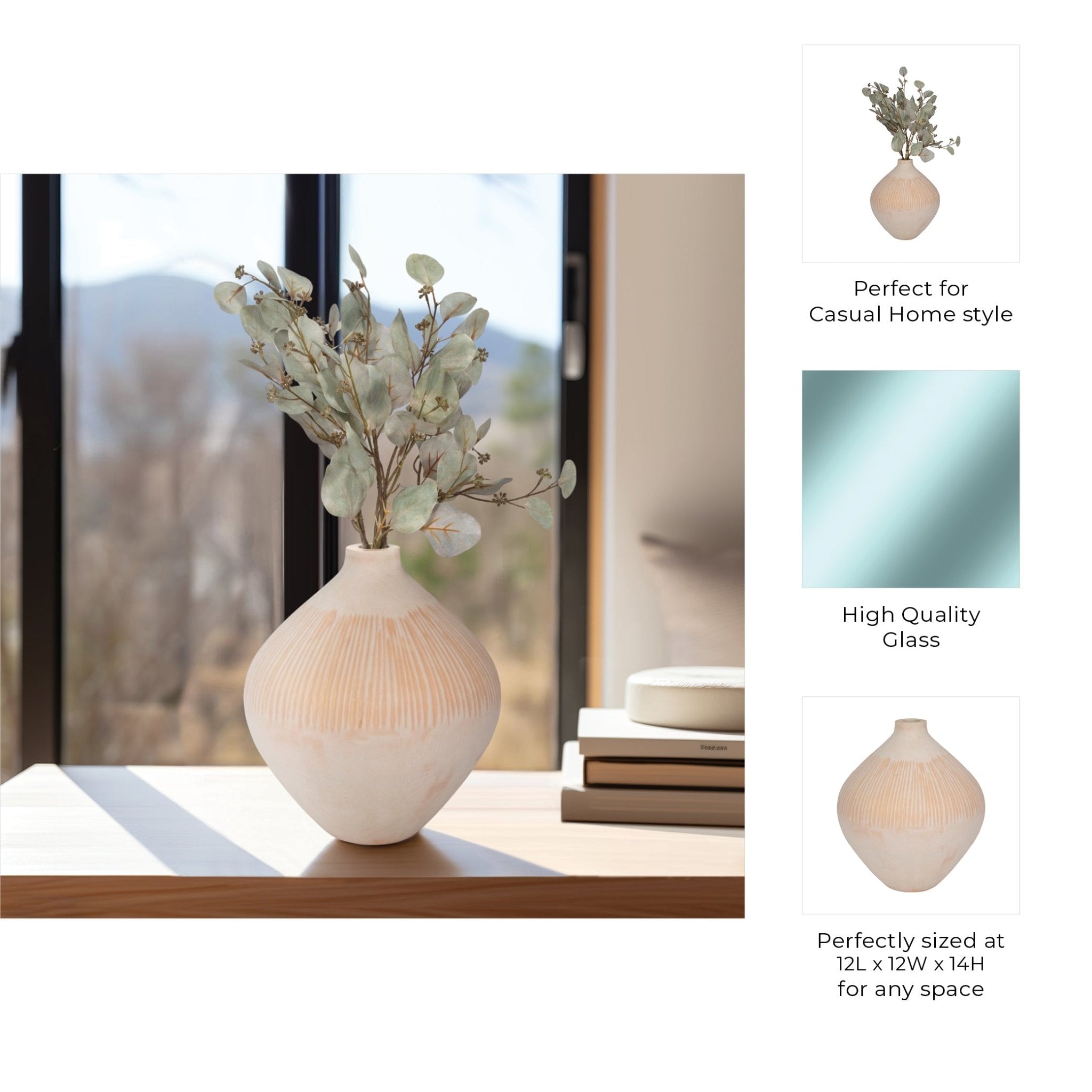 WALLACE CREAM GLASS VASE Vases and Jars| Sagebrook Home
