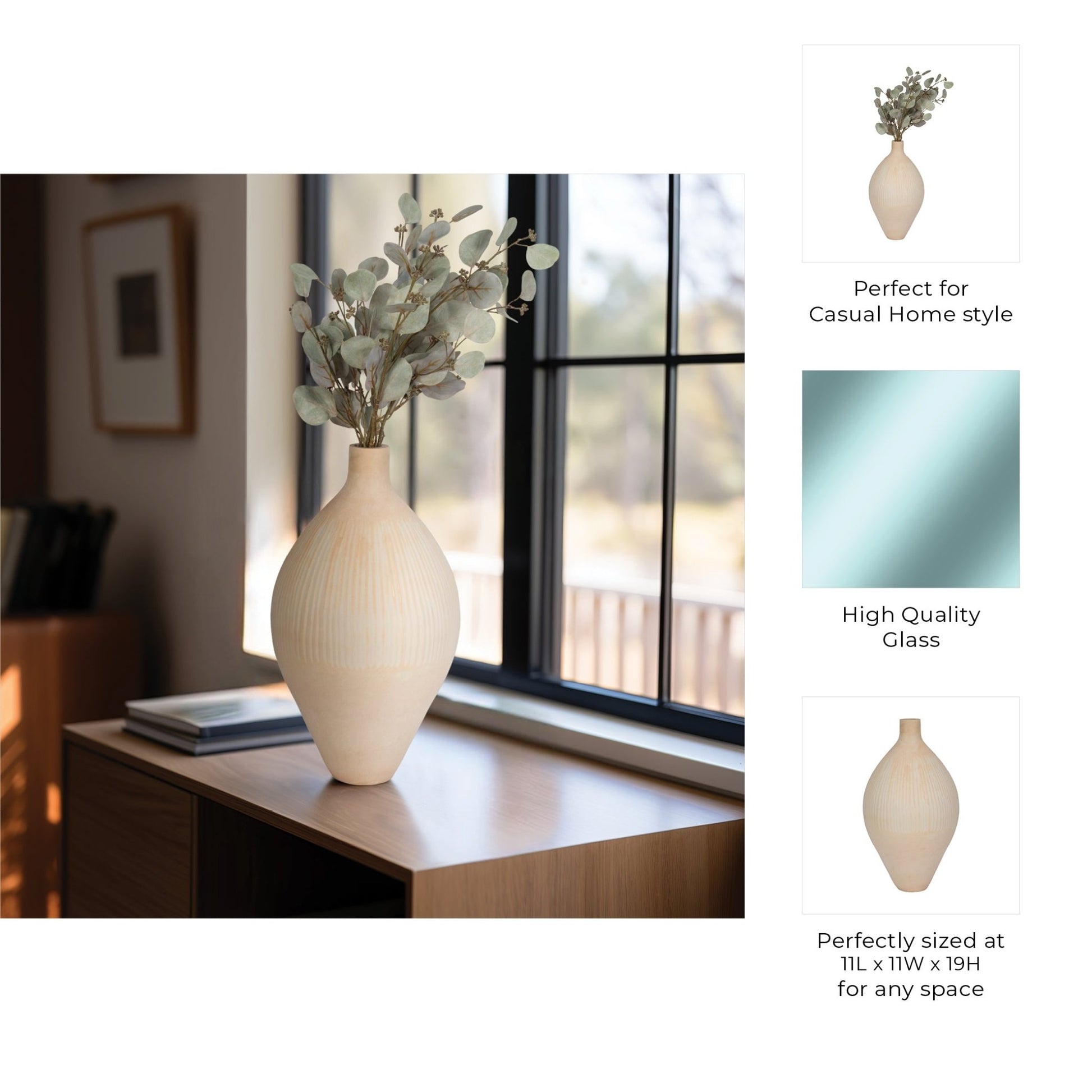 WALLACE CREAM GLASS VASE Vases and Jars| Sagebrook Home