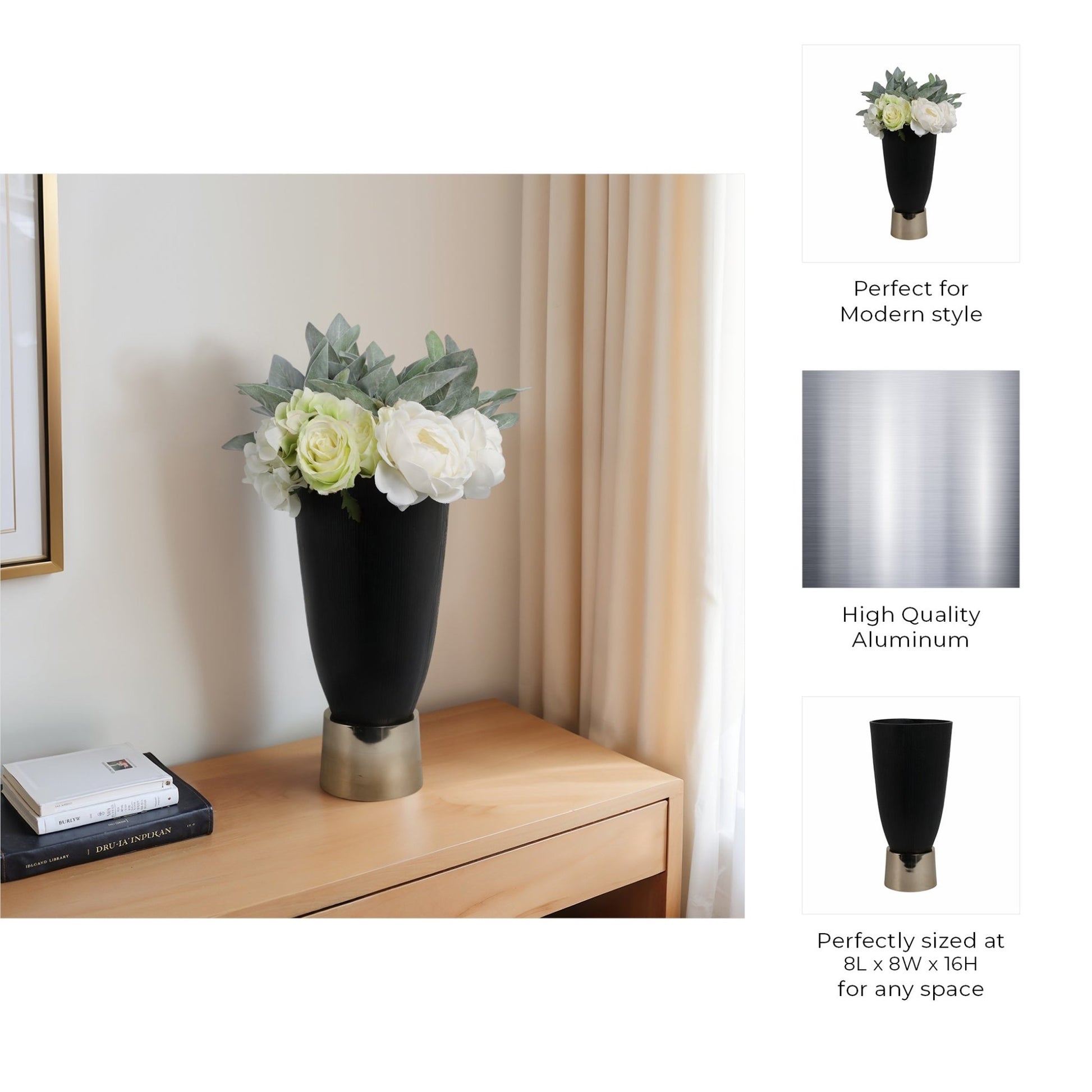 Wallmar Black And Gold Vase Vases and Jars| Sagebrook Home