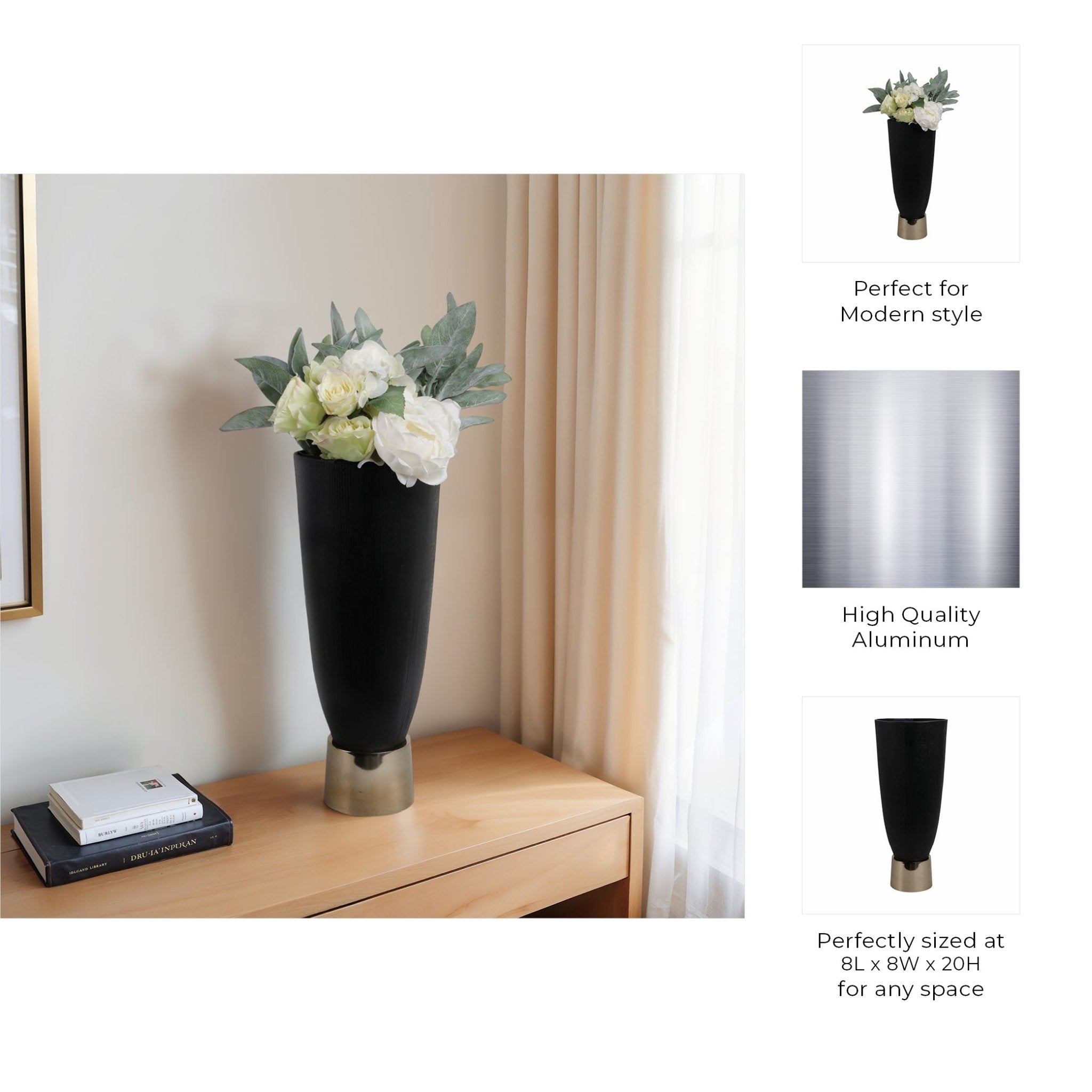 Wallmar Black And Gold Vase Vases and Jars| Sagebrook Home