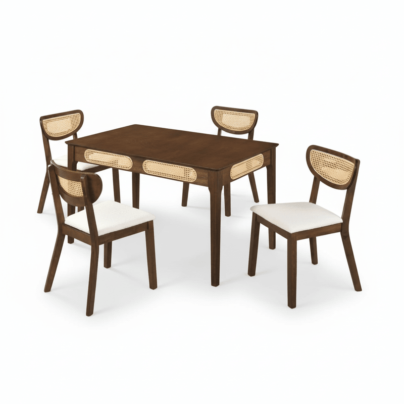 Walnut Wood Dining Set Malaga t – Natural touch with elegant character Dining Set| Otath