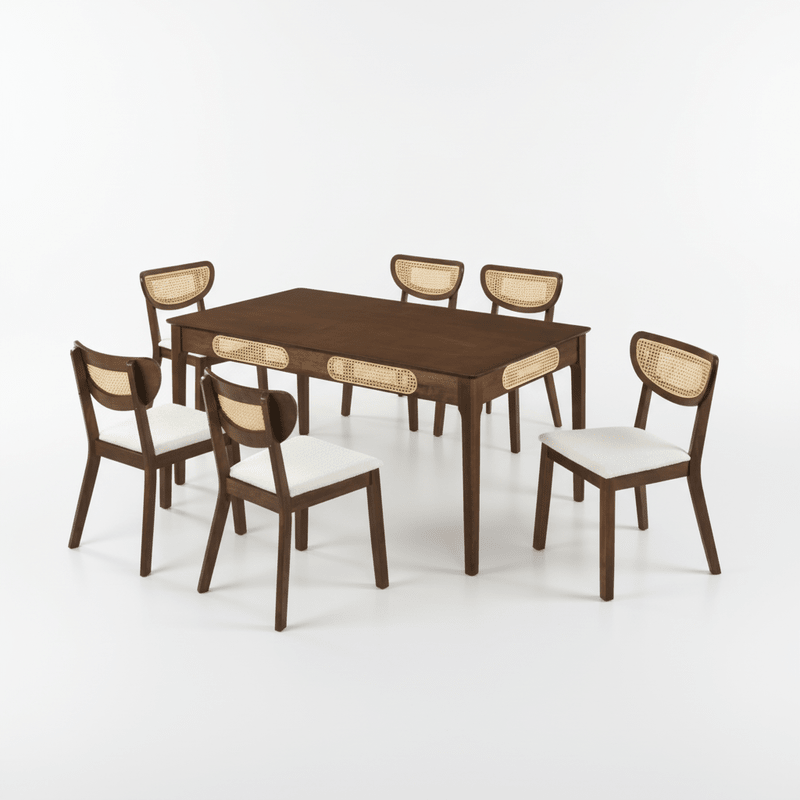 Walnut Wood Dining Set Malaga t – Natural touch with elegant character Dining Set| Otath