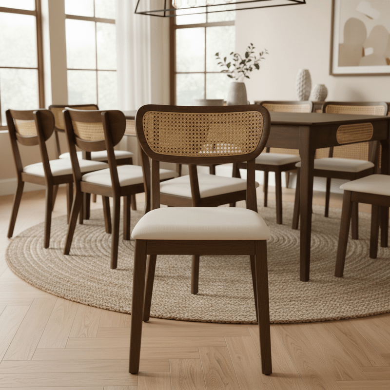 Walnut Wood Dining Set Malaga t – Natural touch with elegant character Dining Set| Otath