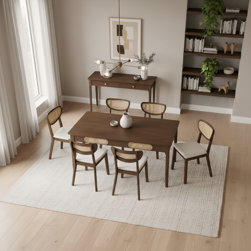Walnut Wood Dining Set Malaga t – Natural touch with elegant character Dining Set| Otath