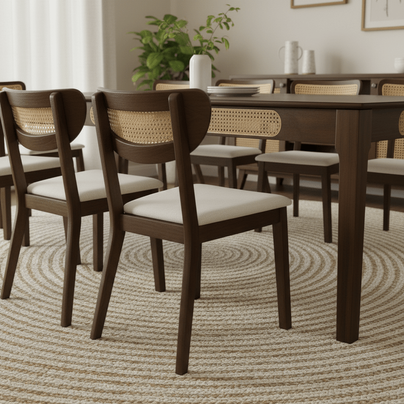 Walnut Wood Dining Set Malaga t – Natural touch with elegant character Dining Set| Otath