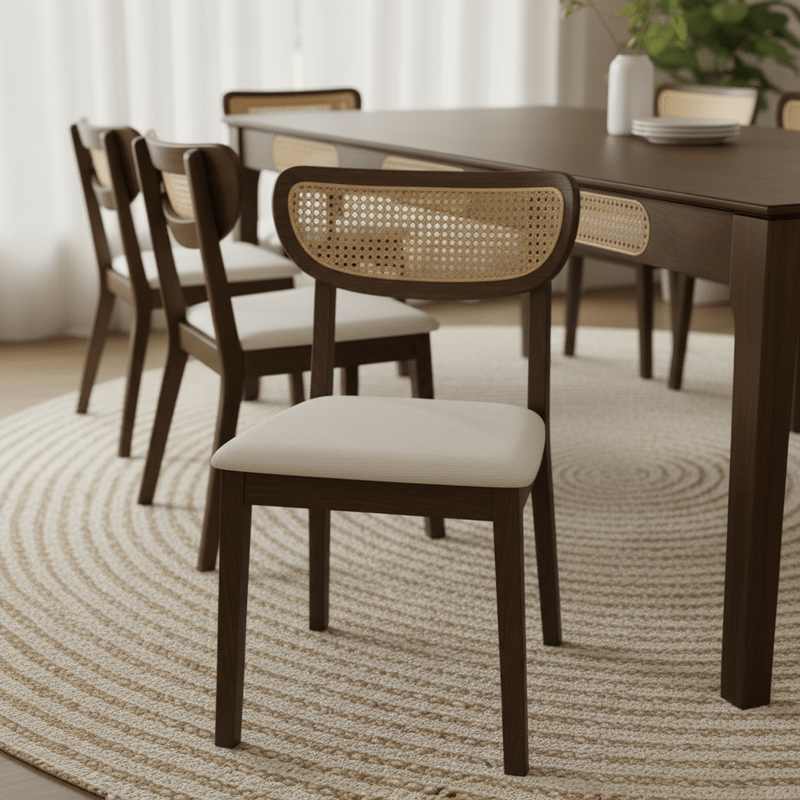 Walnut Wood Dining Set Malaga t – Natural touch with elegant character Dining Set| Otath