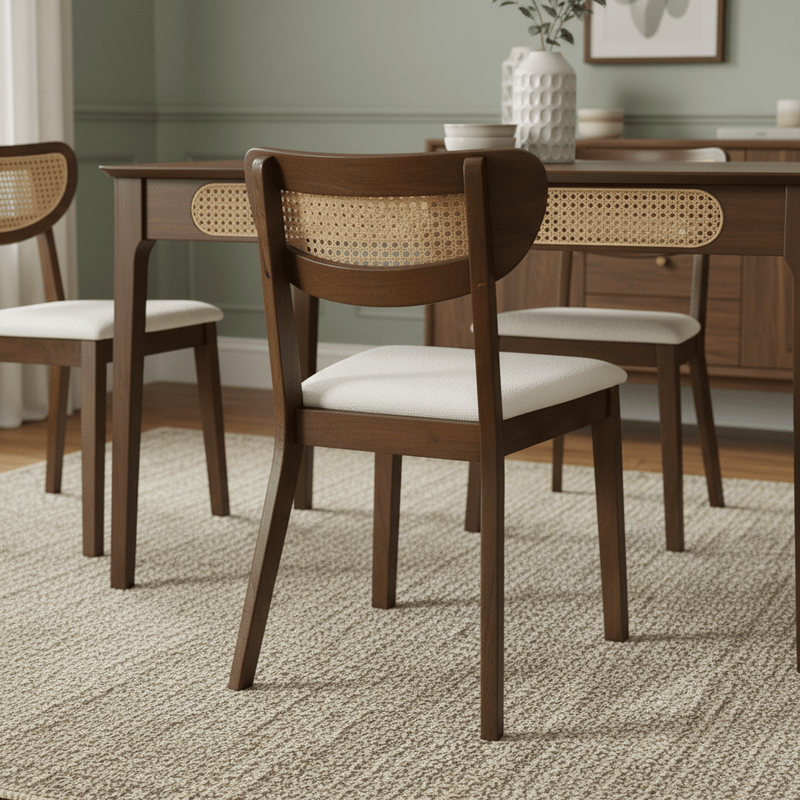 Walnut Wood Dining Set Malaga t – Natural touch with elegant character Dining Set| Otath