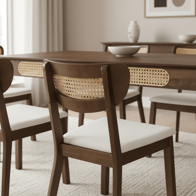 Walnut Wood Dining Set Malaga t – Natural touch with elegant character Dining Set| Otath