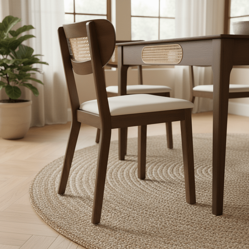 Walnut Wood Dining Set Malaga t – Natural touch with elegant character Dining Set| Otath