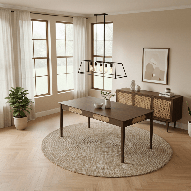 Walnut Wood Dining Set Malaga t – Natural touch with elegant character Dining Set| Otath