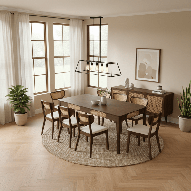 Walnut Wood Dining Set Malaga t – Natural touch with elegant character Dining Set| Otath