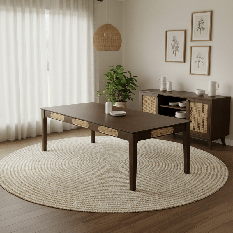 Walnut Wood Dining Set Malaga t – Natural touch with elegant character Dining Set| Otath