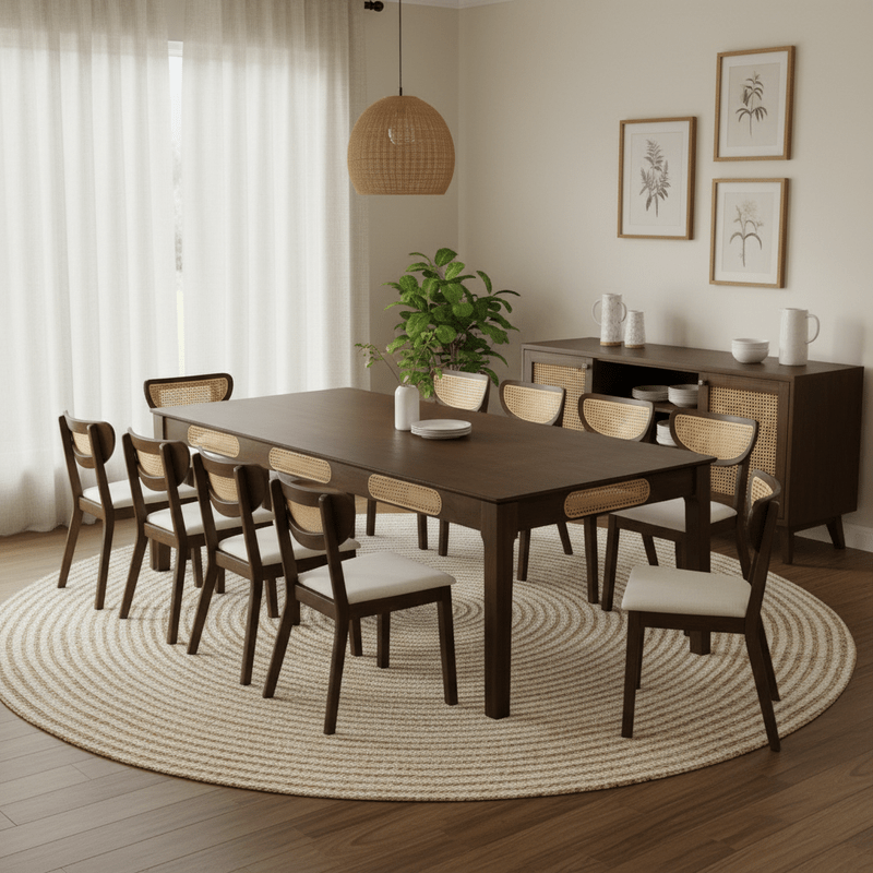 Walnut Wood Dining Set Malaga t – Natural touch with elegant character Dining Set| Otath