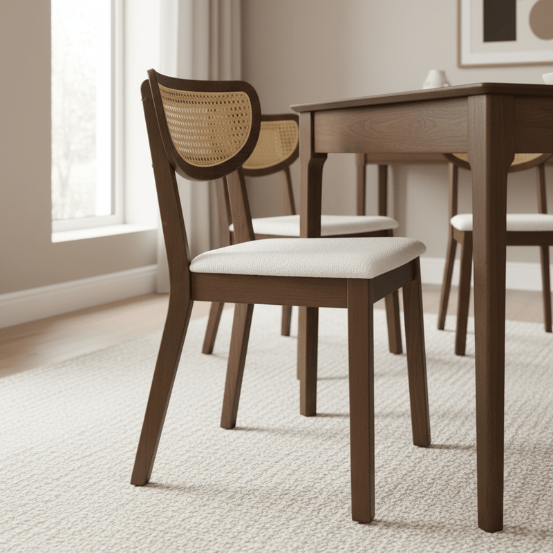 Walnut Wood Dining Set Malaga t – Natural touch with elegant character Dining Set| Otath