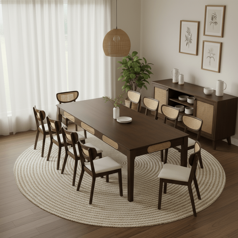 Walnut Wood Dining Set Malaga t – Natural touch with elegant character Dining Set| Otath