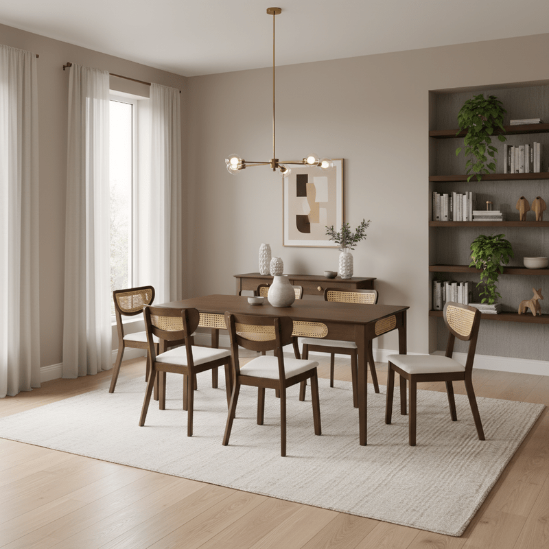 Walnut Wood Dining Set Malaga t – Natural touch with elegant character Dining Set| Otath