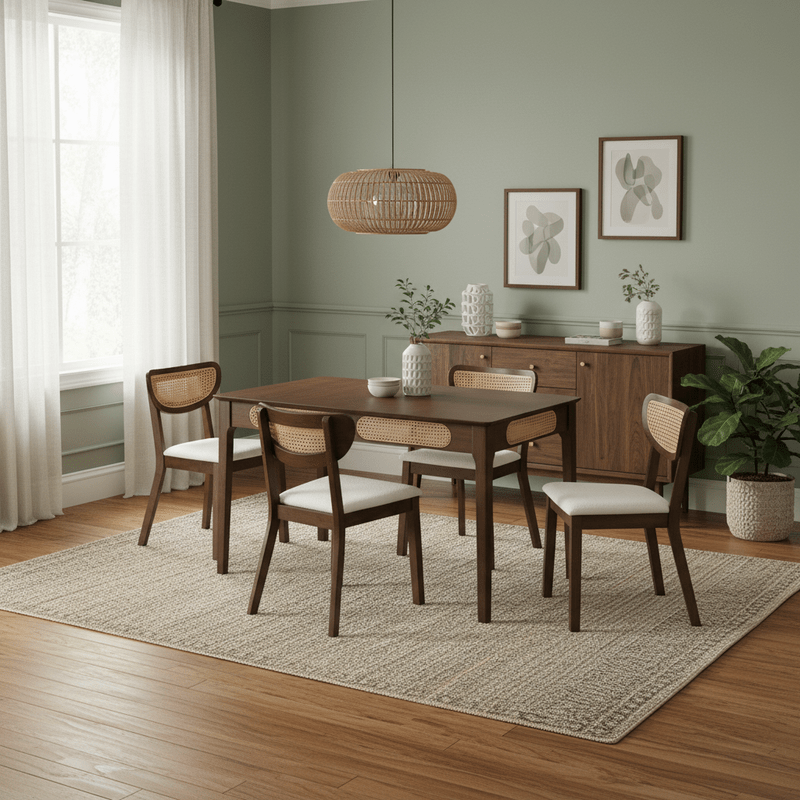 Walnut Wood Dining Set Malaga t – Natural touch with elegant character Dining Set| Otath