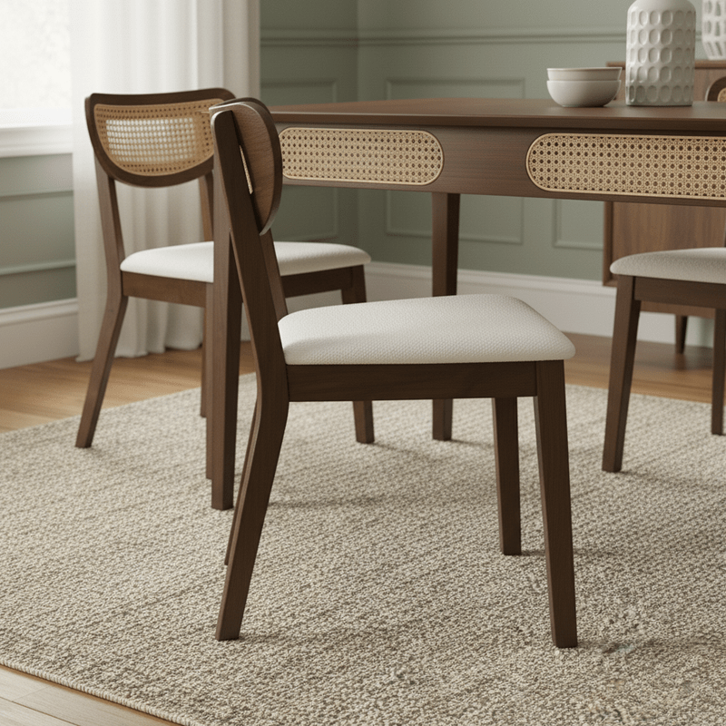 Walnut Wood Dining Set Malaga t – Natural touch with elegant character Dining Set| Otath