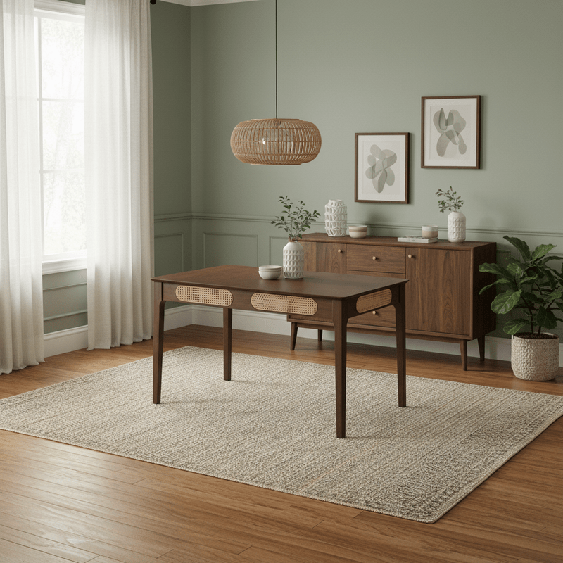Walnut Wood Dining Set Malaga t – Natural touch with elegant character Dining Set| Otath