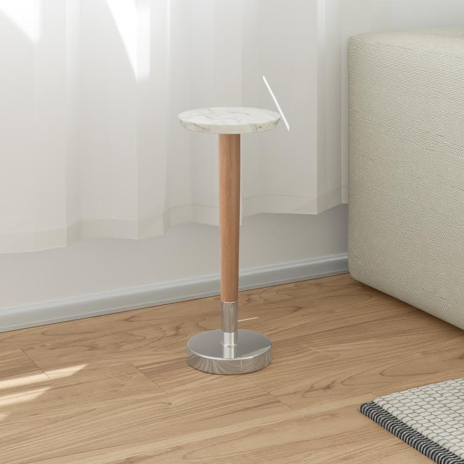 Warm Marble  Accent Table - Tan