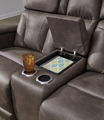 Warrior Peak Power Reclining Loveseat with Console Recliners| Ashley Homestore