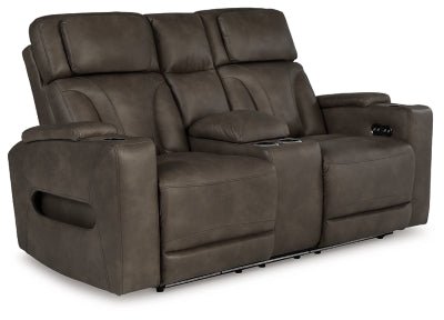 Warrior Peak Power Reclining Loveseat with Console Recliners| Ashley Homestore