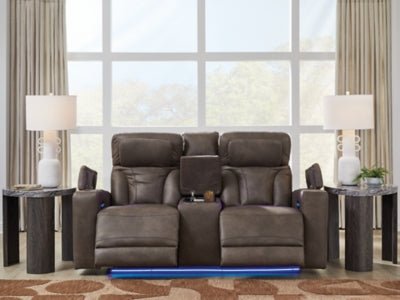 Warrior Peak Power Reclining Loveseat with Console Recliners| Ashley Homestore