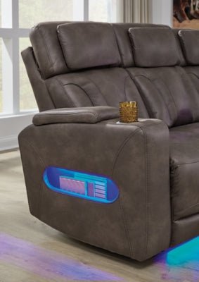 Warrior Peak Power Reclining Loveseat with Console Recliners| Ashley Homestore