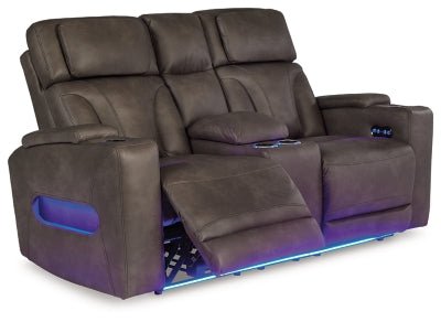 Warrior Peak Power Reclining Loveseat with Console Recliners| Ashley Homestore