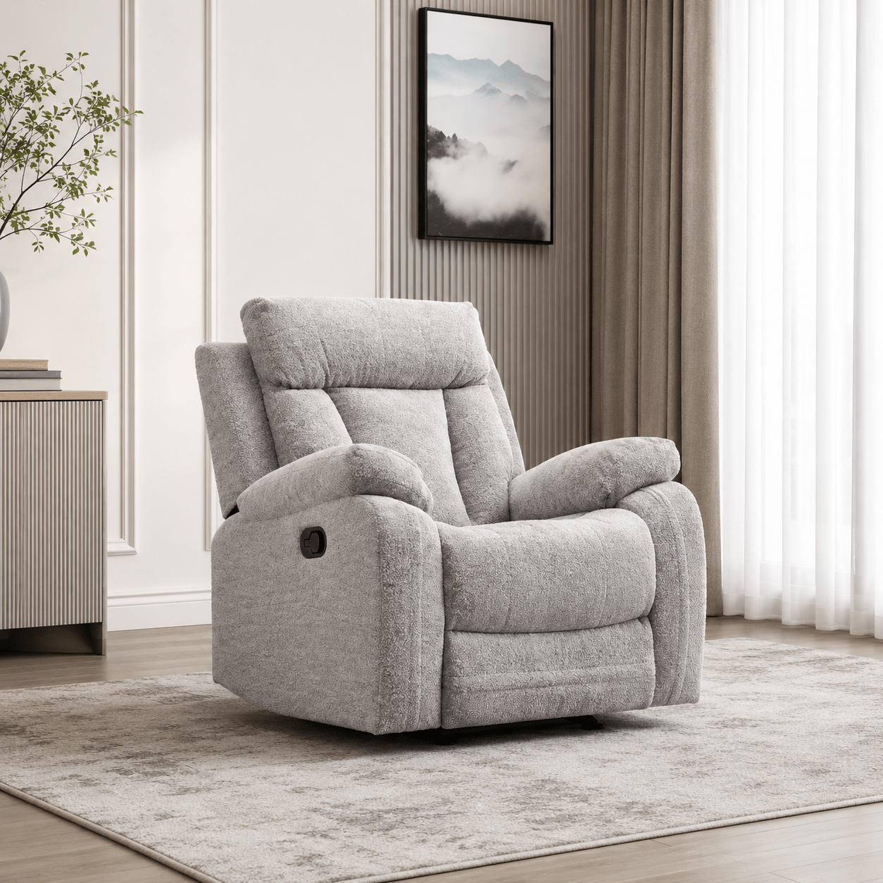 Warsaw Grey Manual Recliner with Glider Recliners| Roots Furniture