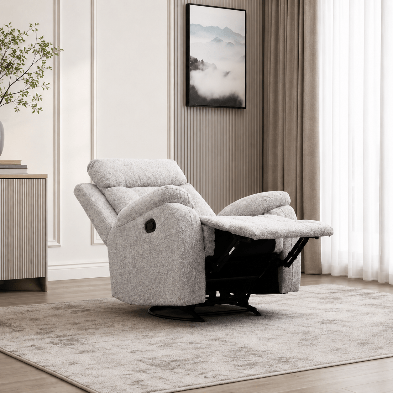 Warsaw Grey Manual Recliner with Glider Recliners| Roots Furniture