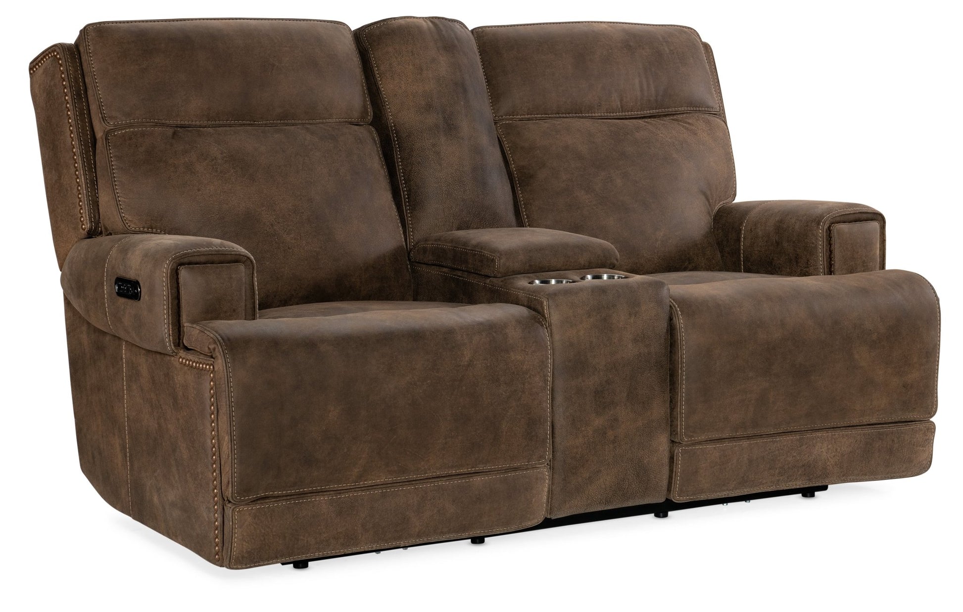 Wheeler Console Loveseat with Power Recline & Power Headrest Sofas & Loveseats| Hooker