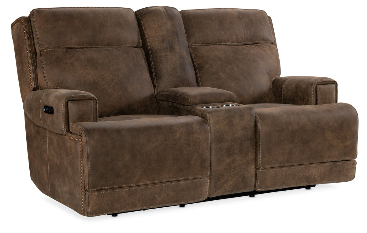 Wheeler Console Loveseat with Power Recline & Power Headrest Sofas & Loveseats| Hooker