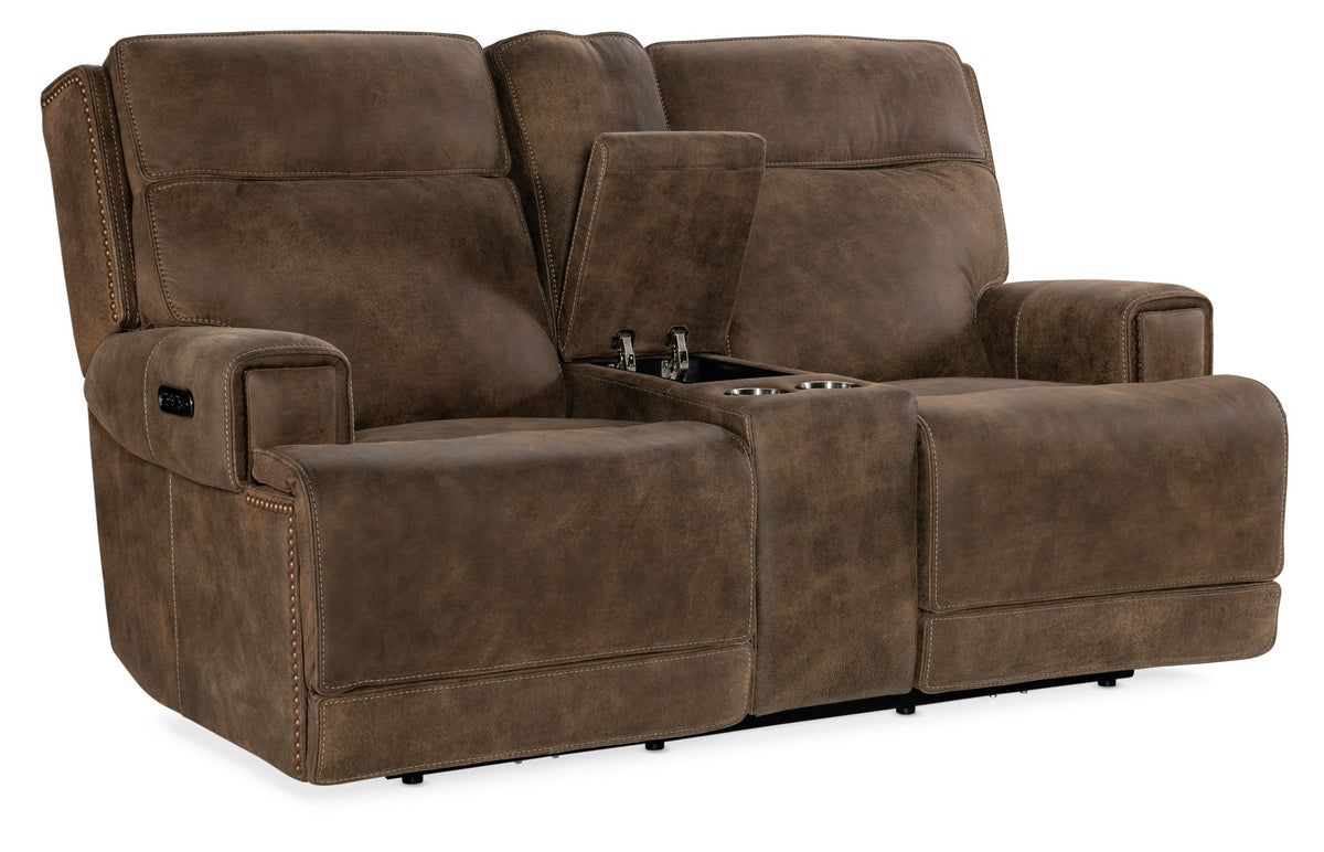 Wheeler Console Loveseat with Power Recline & Power Headrest Sofas & Loveseats| Hooker